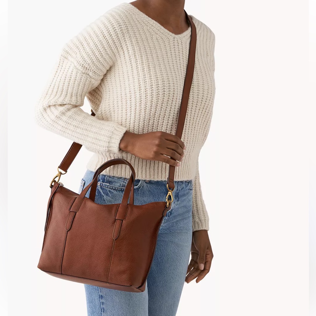 Fossil Skylar Satchel Crossbody Brown Leather Handbag Shb2657213 With Wallet